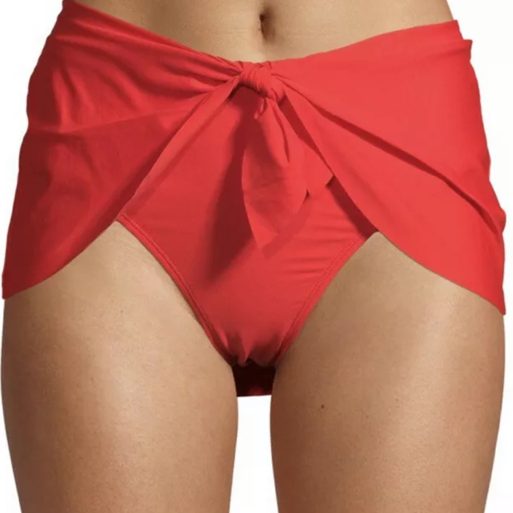 Women’s Solid Knotted Skirt Swimsuit Bikini Bottom